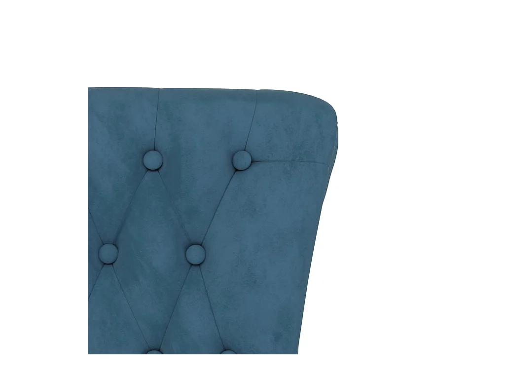 Polsterstuhl mit Hoher Rückenlehne Blau Samt Knopfheftung