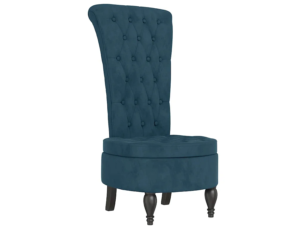 Sillón de respaldo alto con botones terciopelo azul