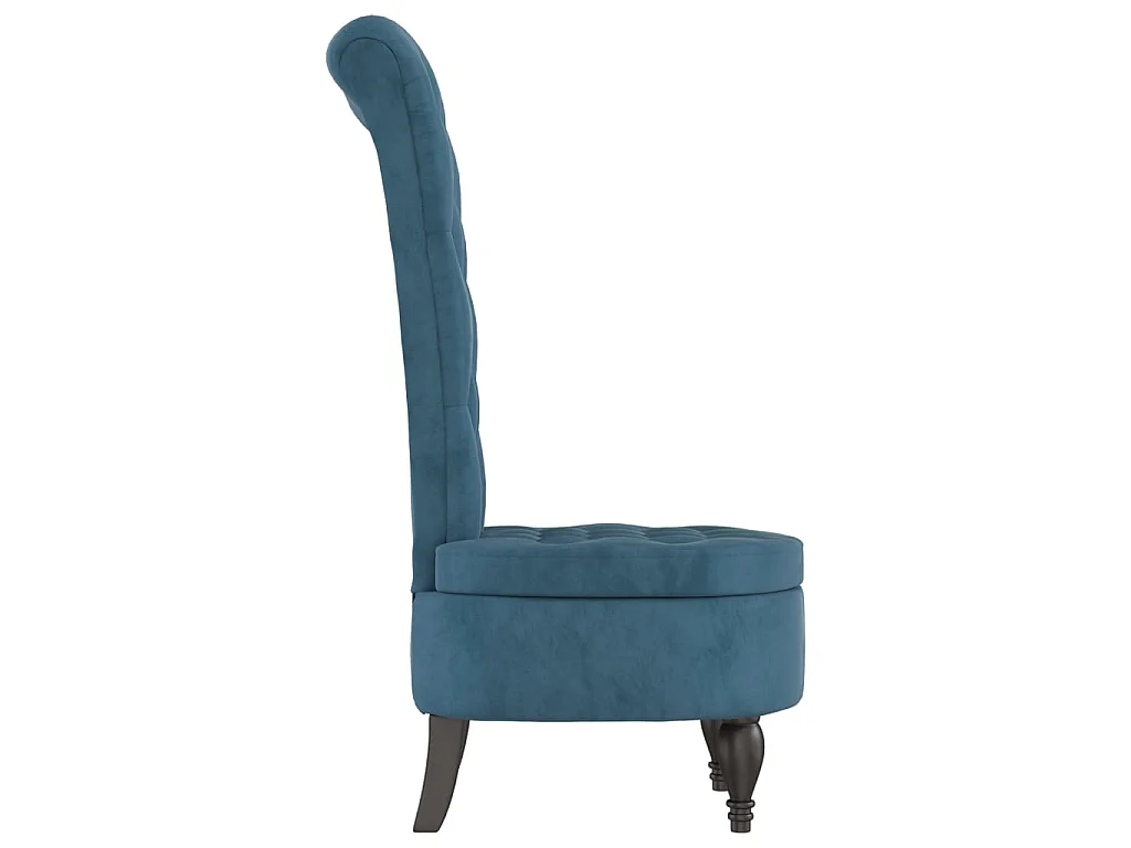 Sillón de respaldo alto con botones terciopelo azul