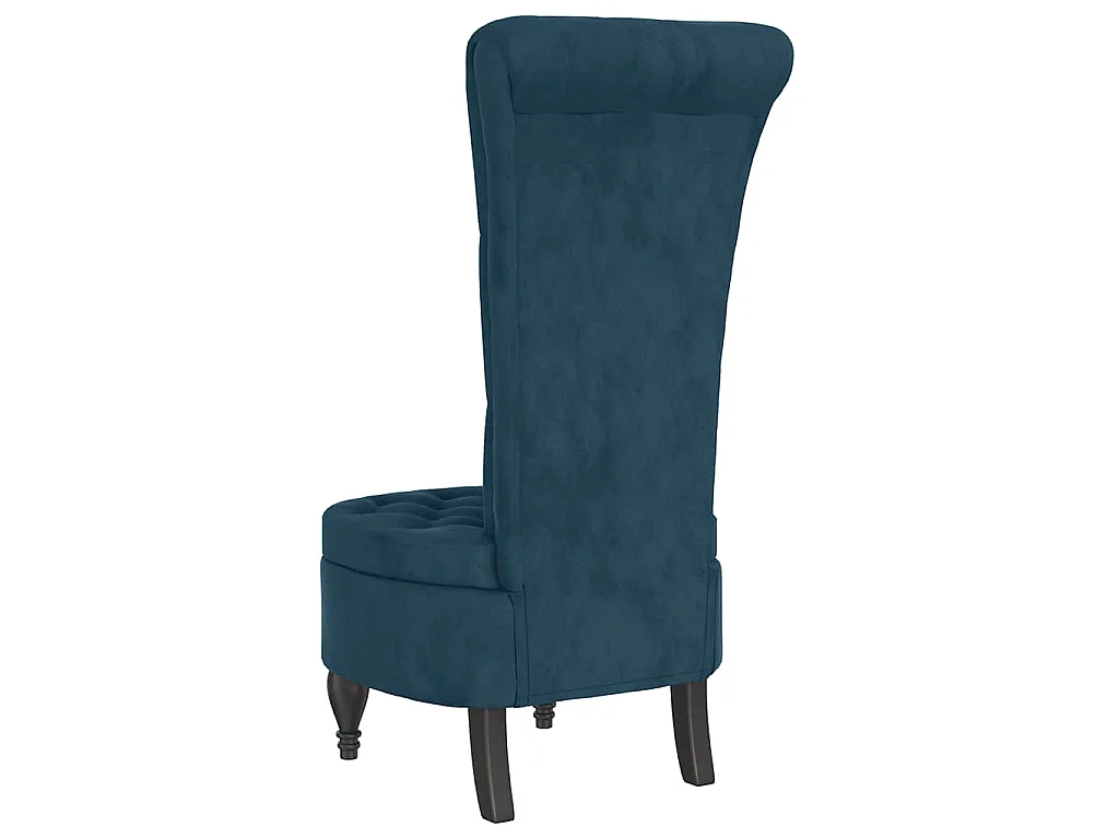 Sillón de respaldo alto con botones terciopelo azul