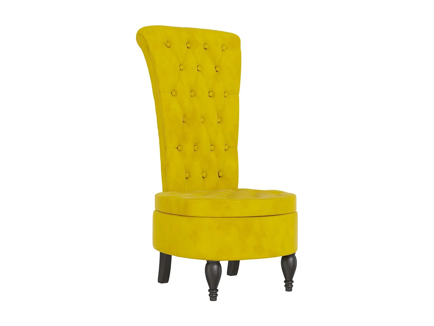 Chaise à dossier haut jaune velours conception de bouton