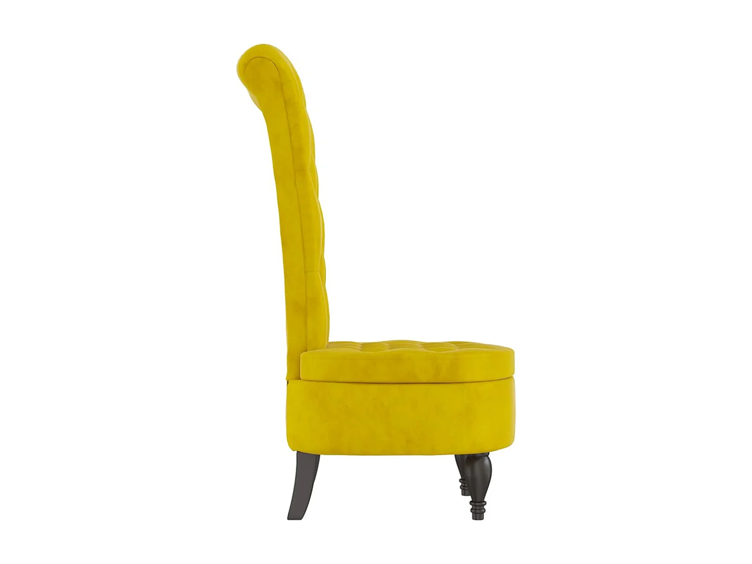 Chaise à dossier haut jaune velours conception de bouton