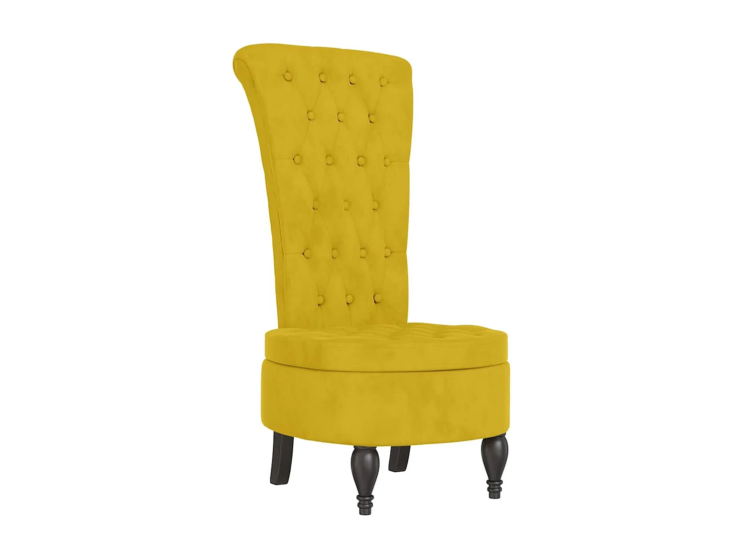 Cadeirão com encosto alto veludo amarelo design de botões