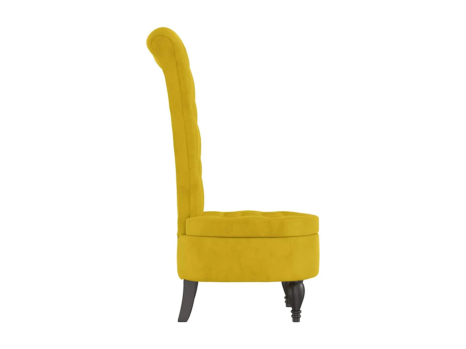 Cadeirão com encosto alto veludo amarelo design de botões