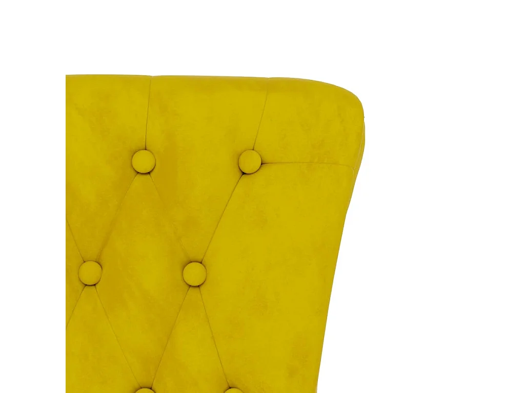 Cadeirão com encosto alto veludo amarelo design de botões
