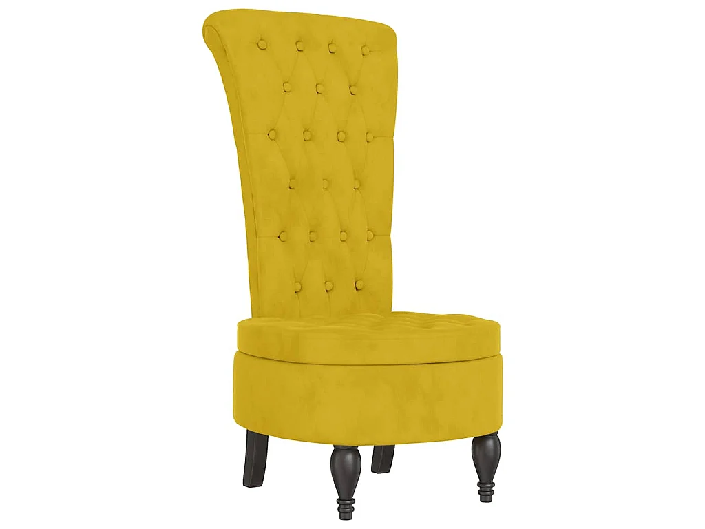 Chaise à dossier haut jaune velours conception de bouton