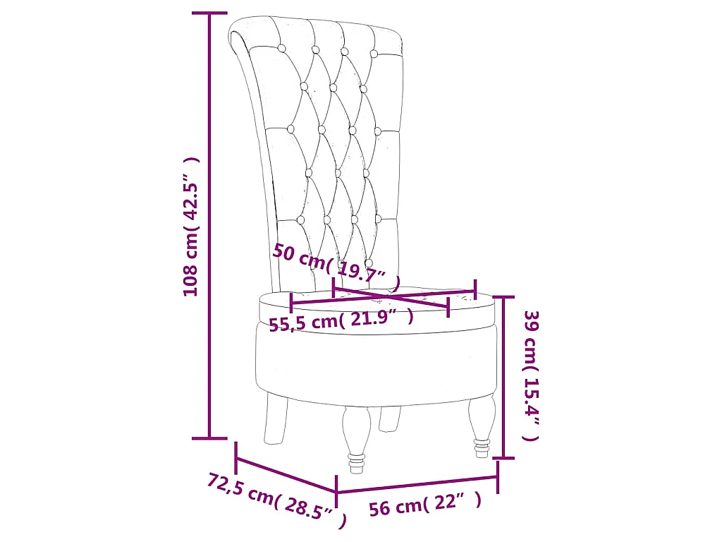 Chaise à dossier haut jaune velours conception de bouton