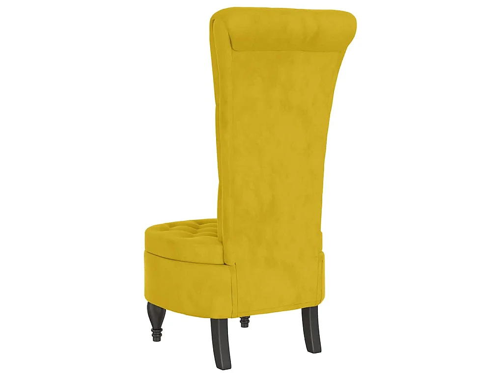 Cadeirão com encosto alto veludo amarelo design de botões