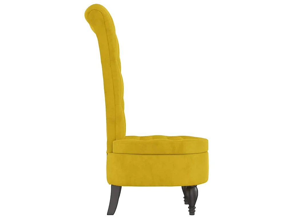 Cadeirão com encosto alto veludo amarelo design de botões