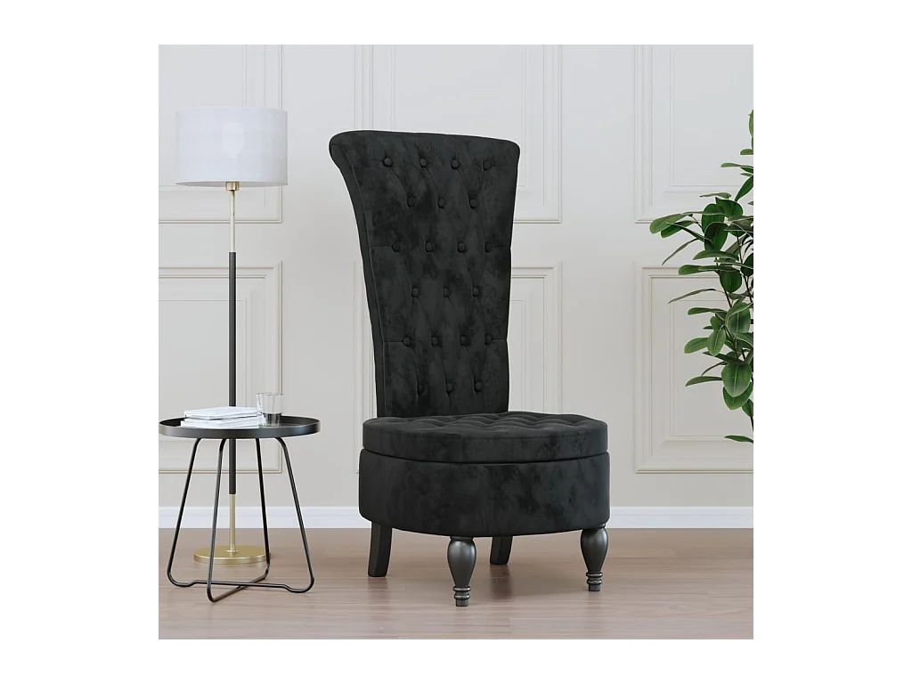 Chaise à dossier haut noir velours conception de bouton