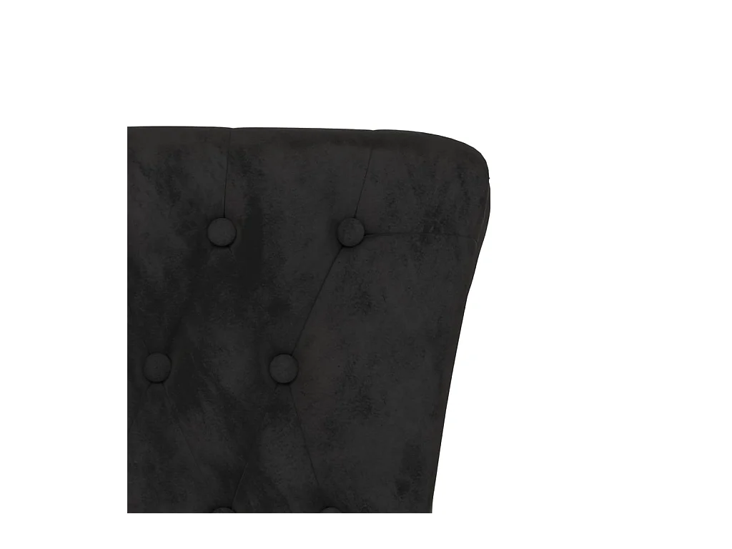 Polsterstuhl mit Hoher Rückenlehne Schwarz Samt Knopfheftung