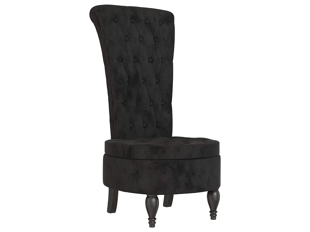 Polsterstuhl mit Hoher Rückenlehne Schwarz Samt Knopfheftung