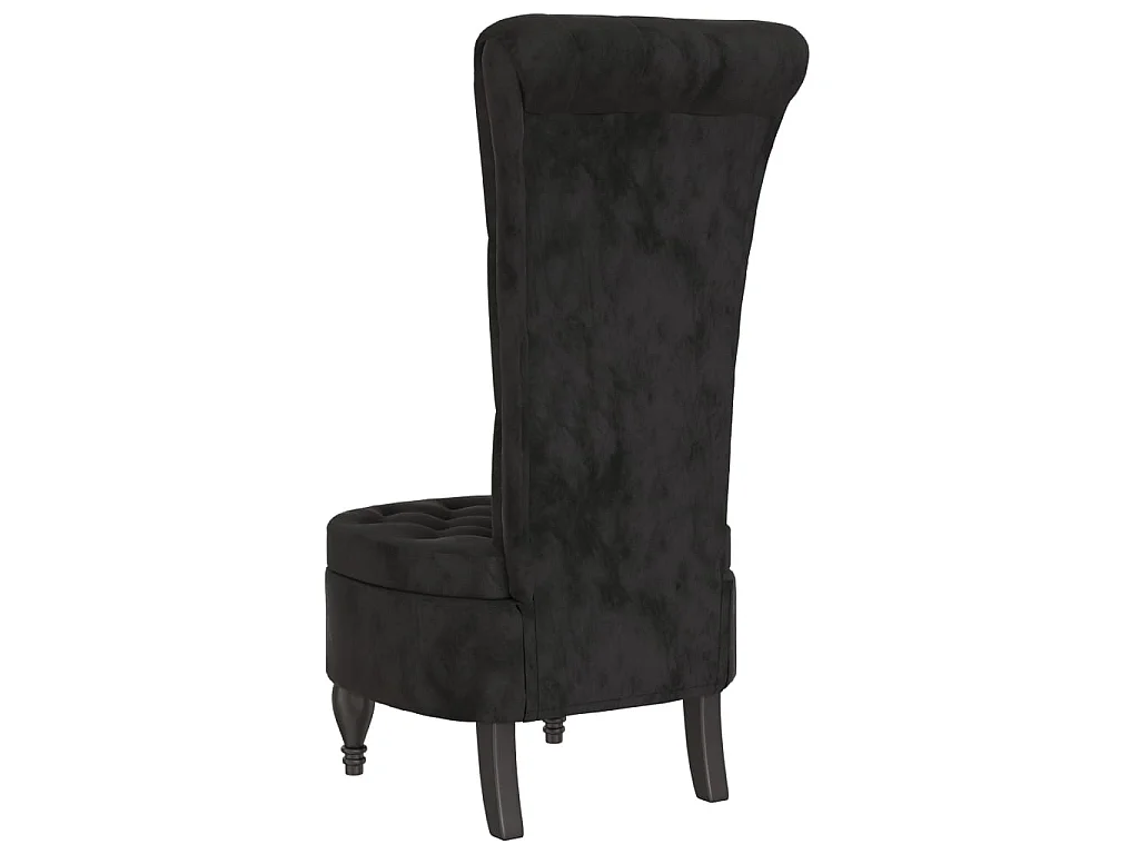 Polsterstuhl mit Hoher Rückenlehne Schwarz Samt Knopfheftung