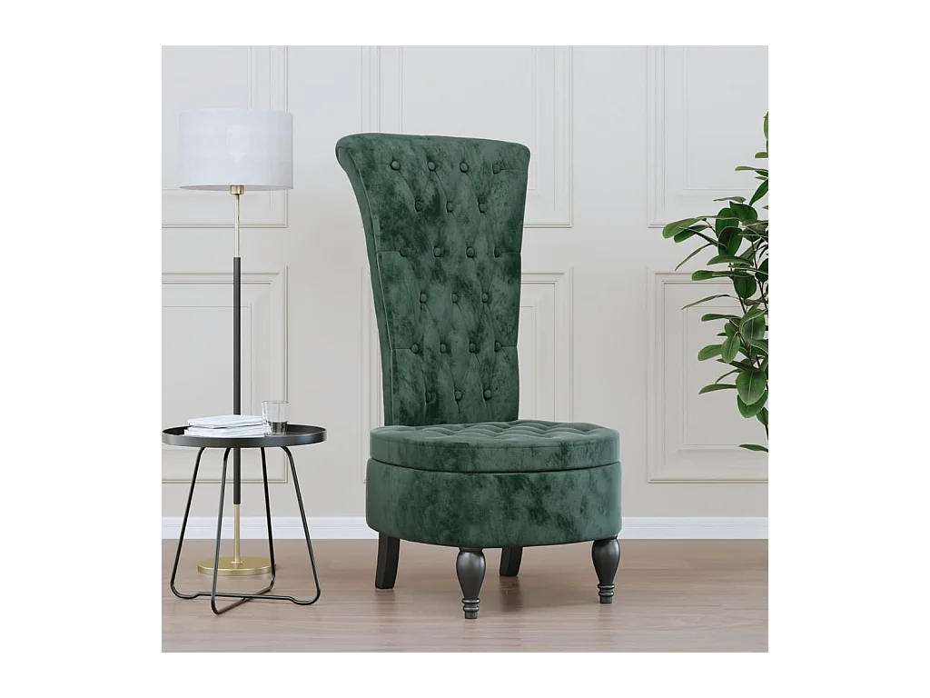 Chaise à dossier haut vert foncé velours conception de bouton