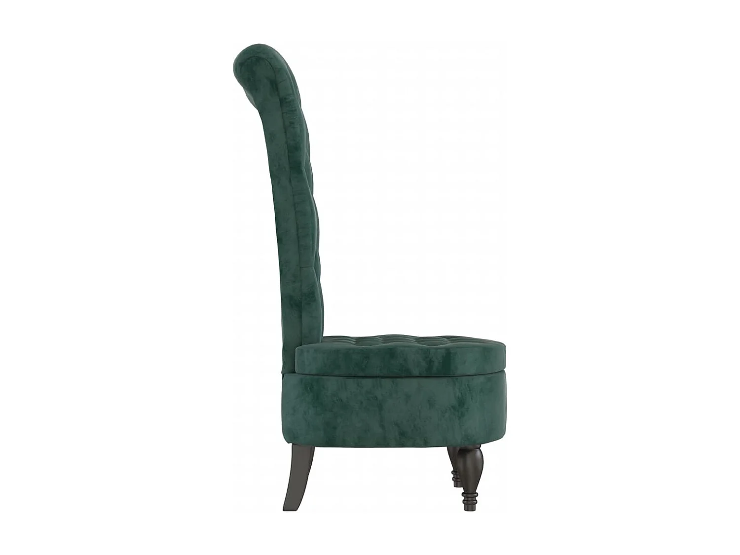 Sillón de respaldo alto con botones terciopelo verde oscuro