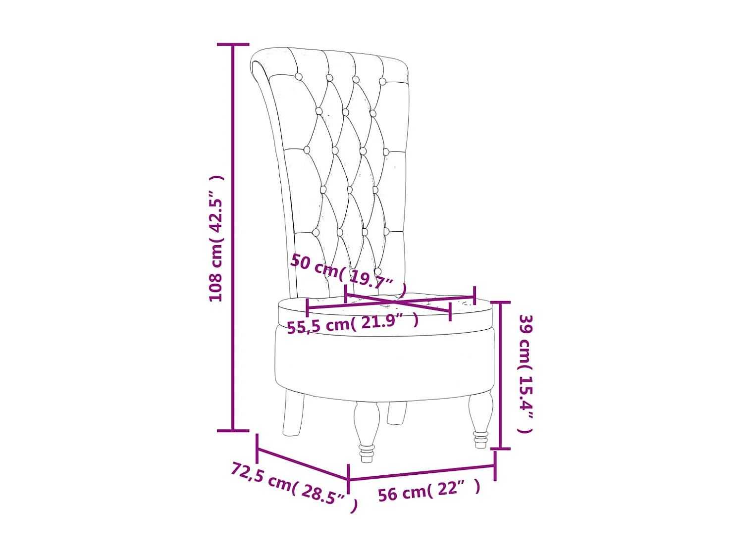 Sillón de respaldo alto con botones terciopelo gris claro