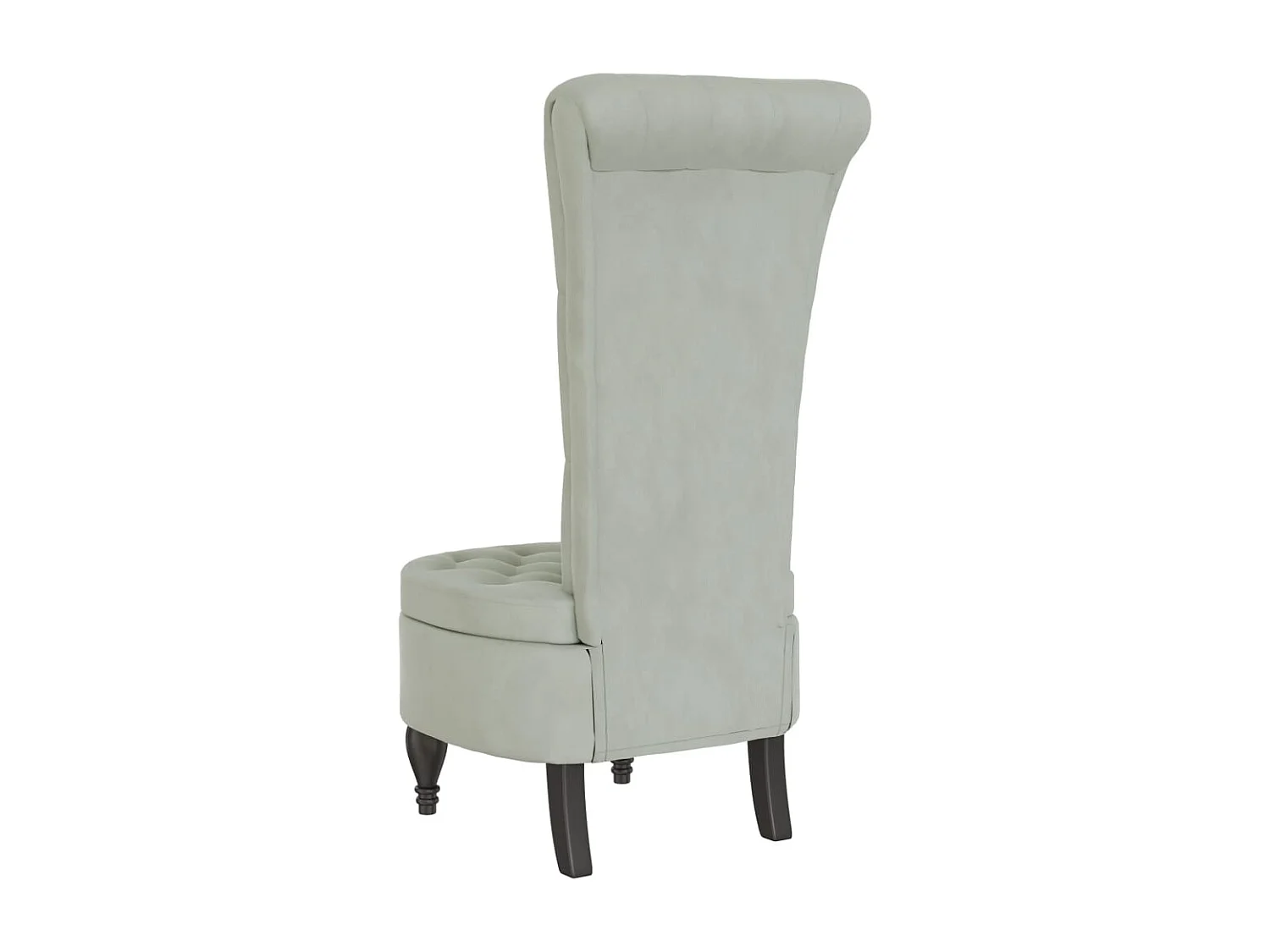 Sillón de respaldo alto con botones terciopelo gris claro