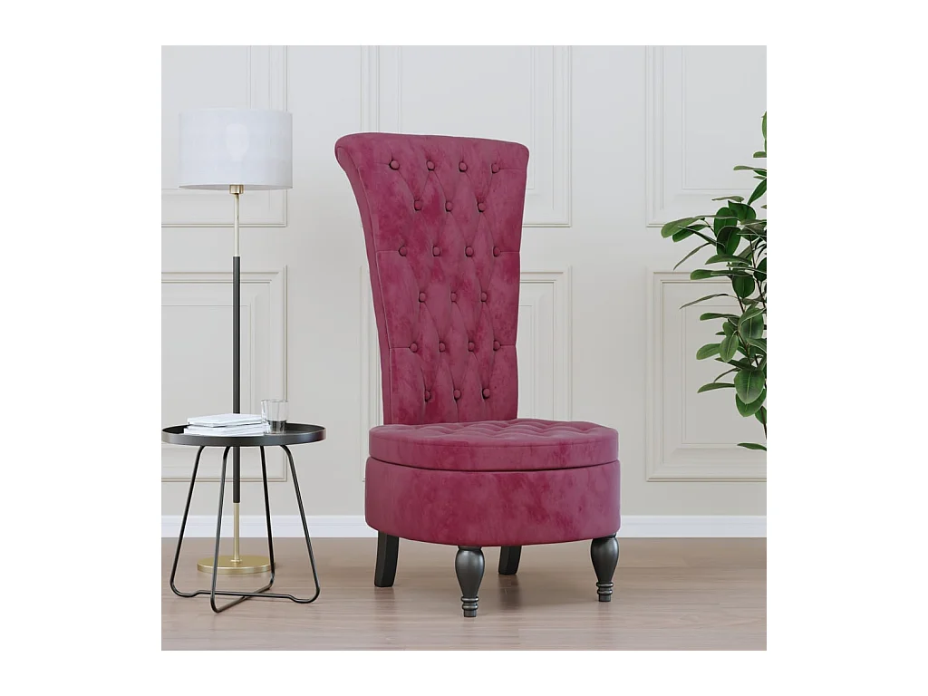 Chaise à dossier haut rouge bordeaux conception de bouton