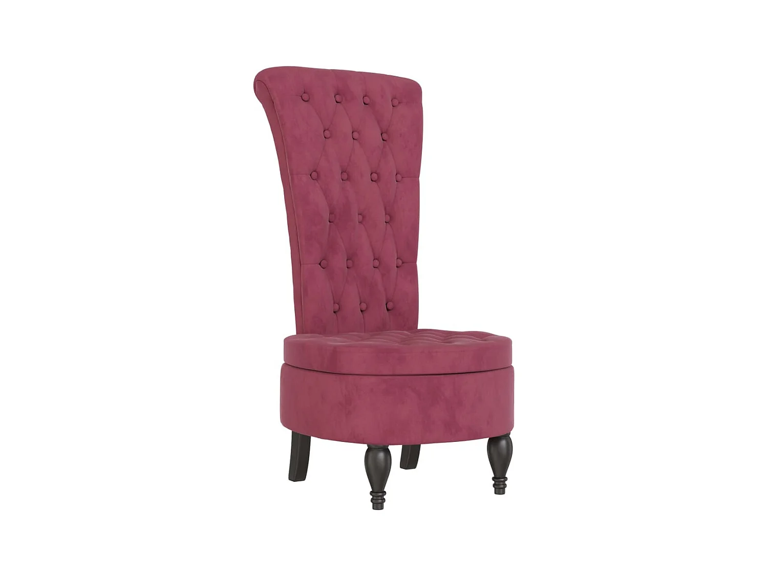 Sillón de respaldo alto con botones terciopelo rojo tinto