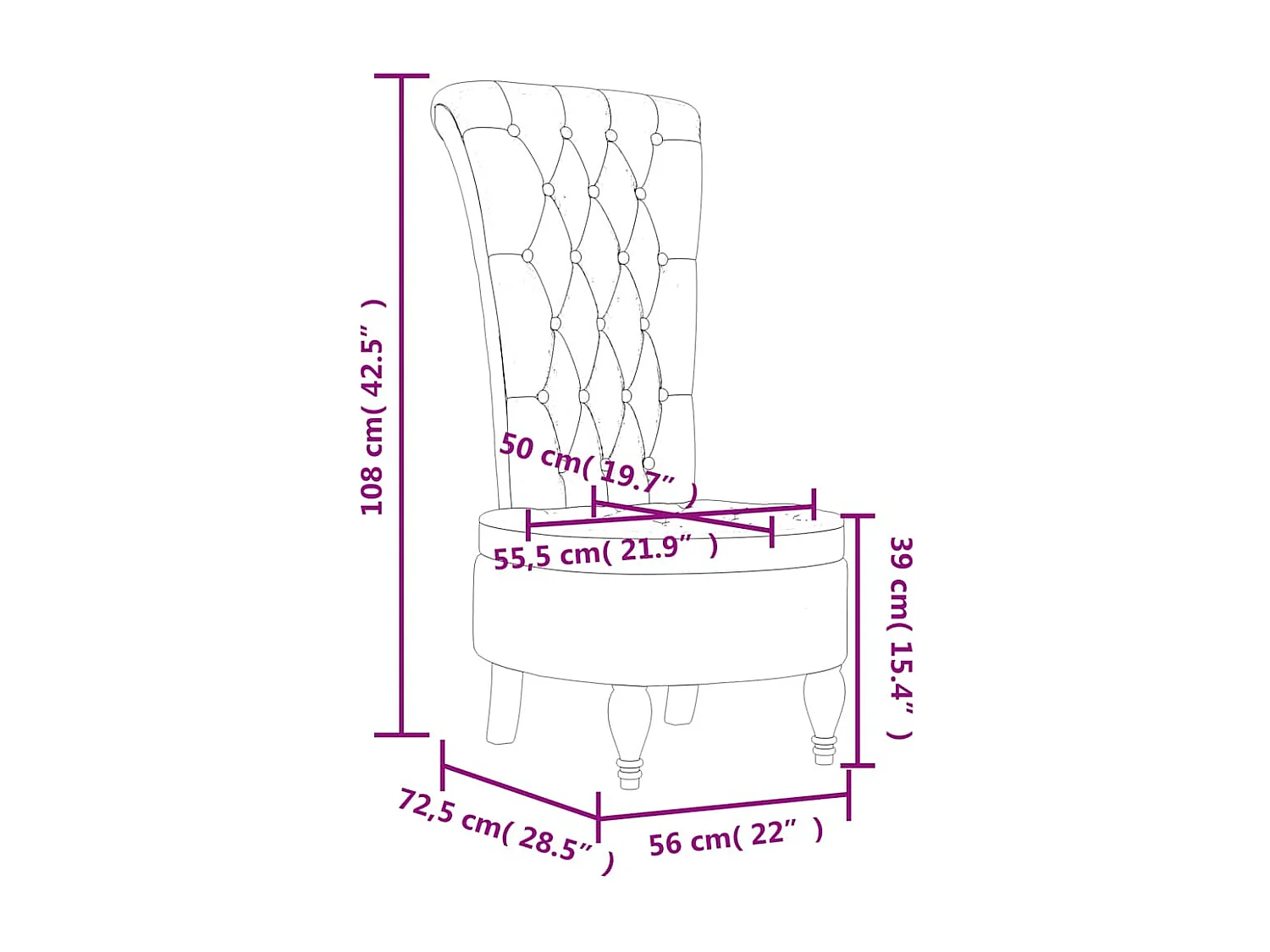 Chaise à dossier haut rouge bordeaux conception de bouton