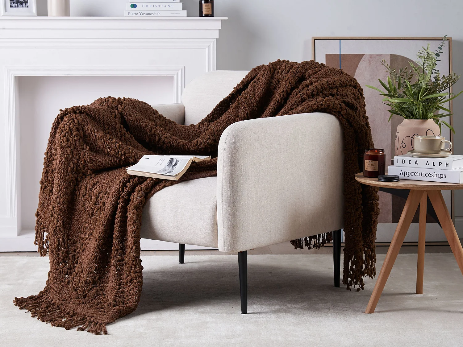 Koc VELLA Bawełna 150 x 200 cm Brązowy