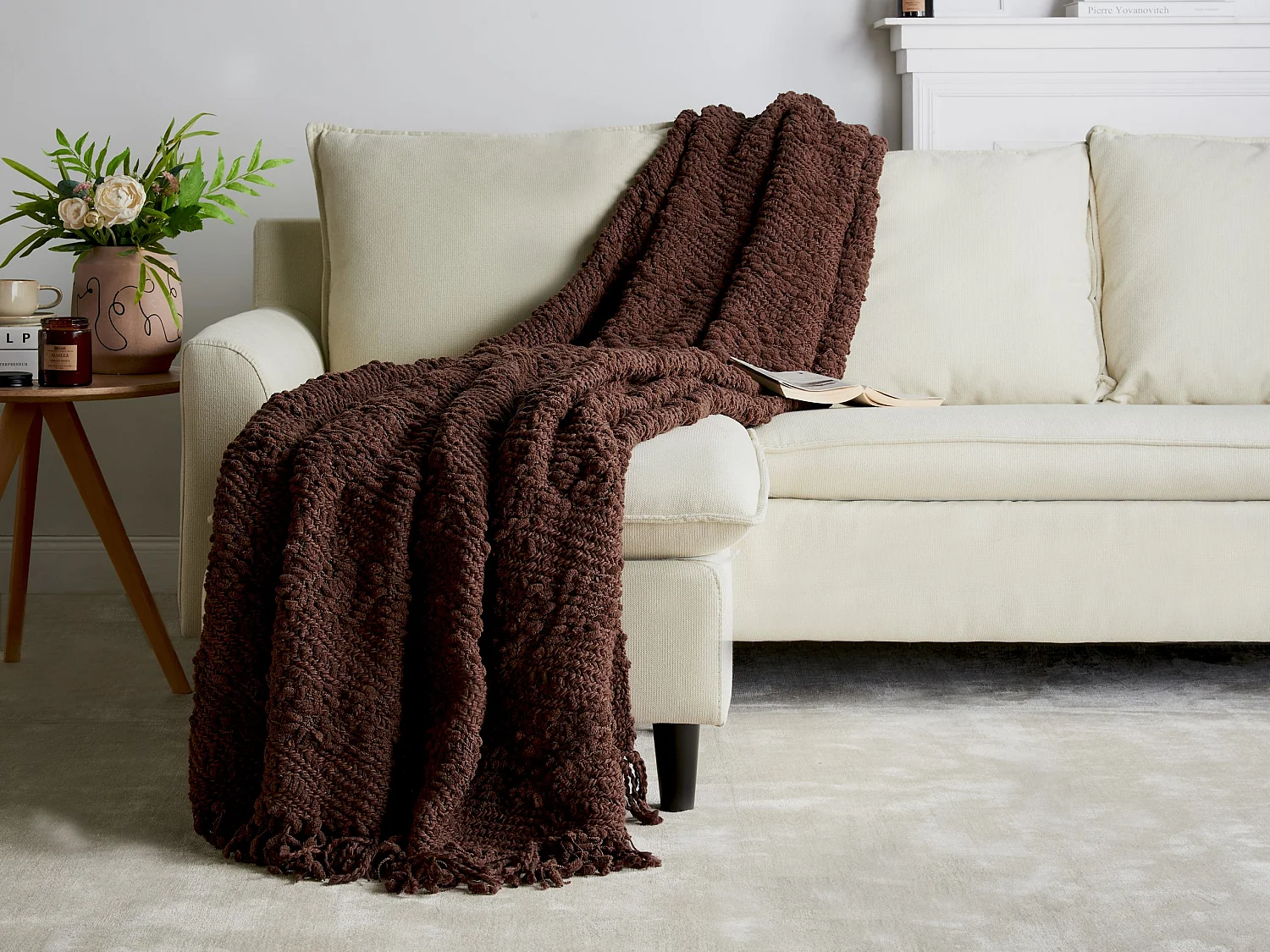 Couverture VELLA Coton 200 x 220 cm Marron