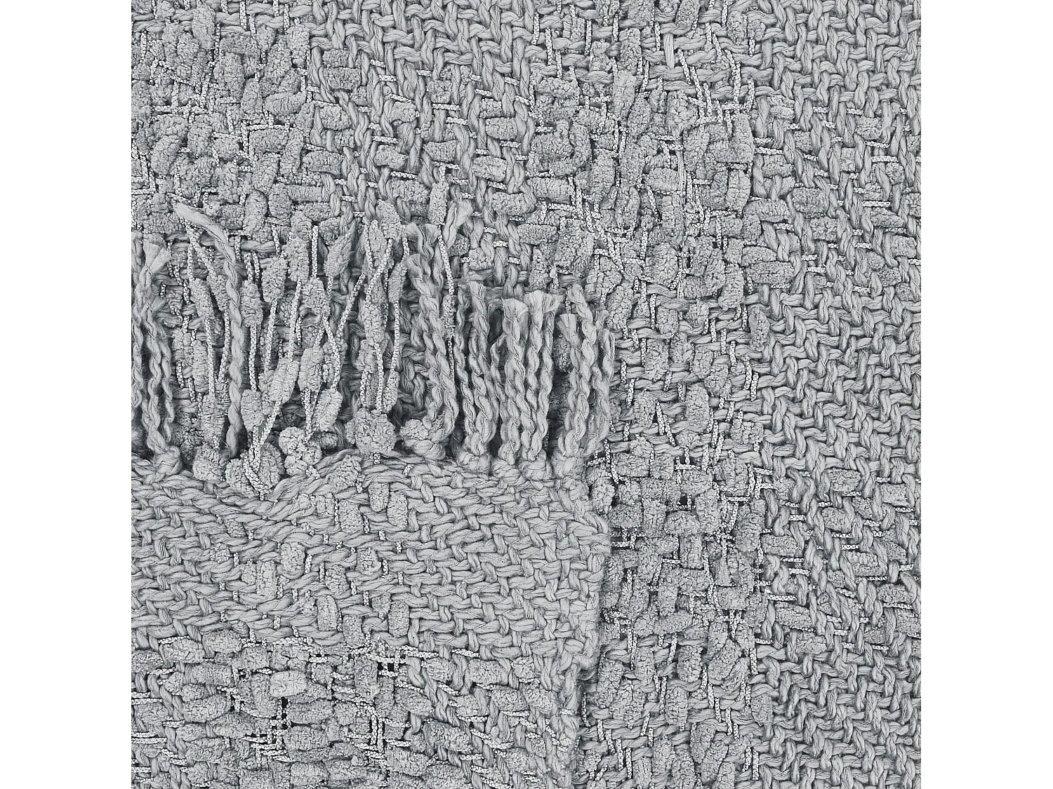 Decke Baumwolle gestrickt grau mit Quasten 150 x 200 cm Kuscheldecke Vella