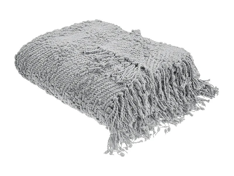 Decke Baumwolle gestrickt grau mit Quasten 150 x 200 cm Kuscheldecke Vella