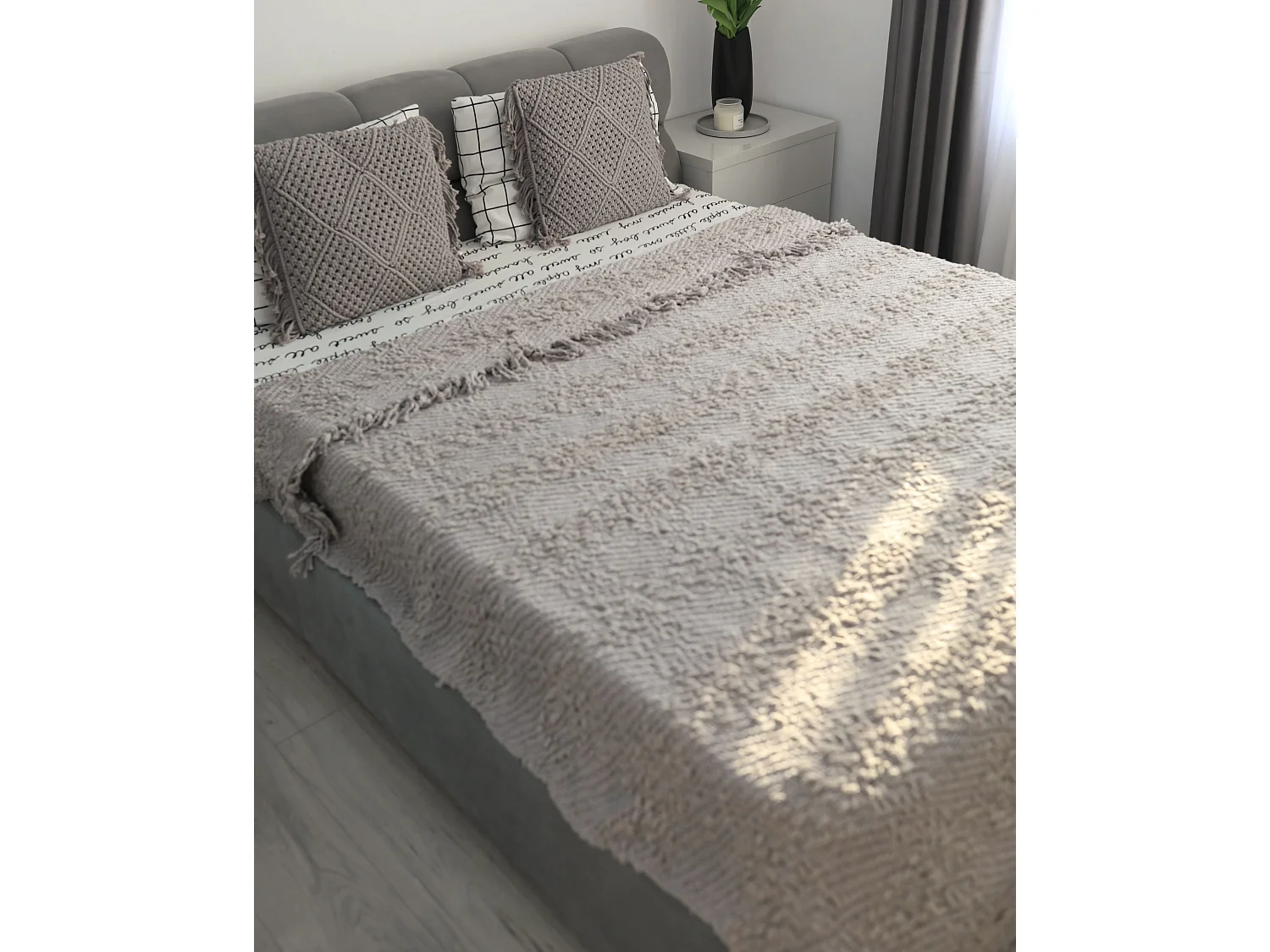 Couverture VELLA Coton 200 x 220 cm Gris
