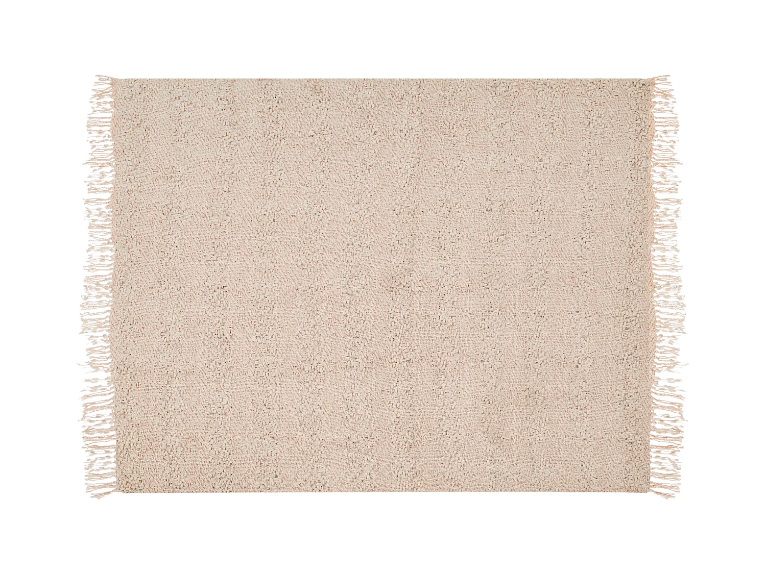 Decke Baumwolle gestrickt hellbeige mit Quasten 150 x 200 cm Kuscheldecke Vella
