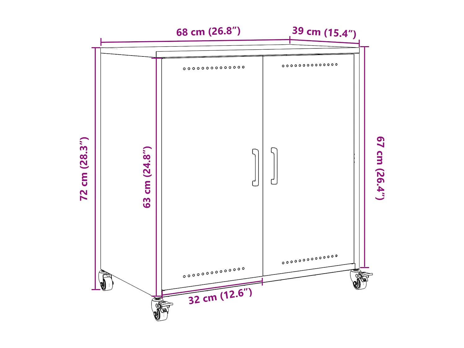 Buffet jaune moutarde 68x39x72 cm acier