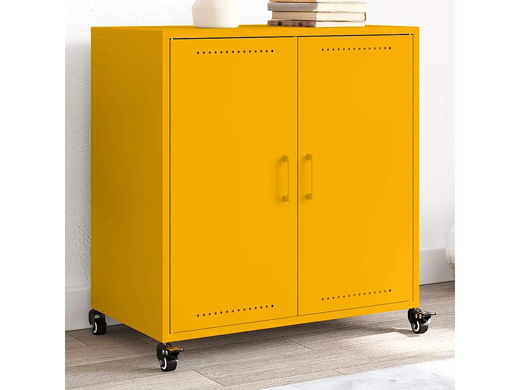 Dressoir 68x39x72 cm staal mosterdgeel