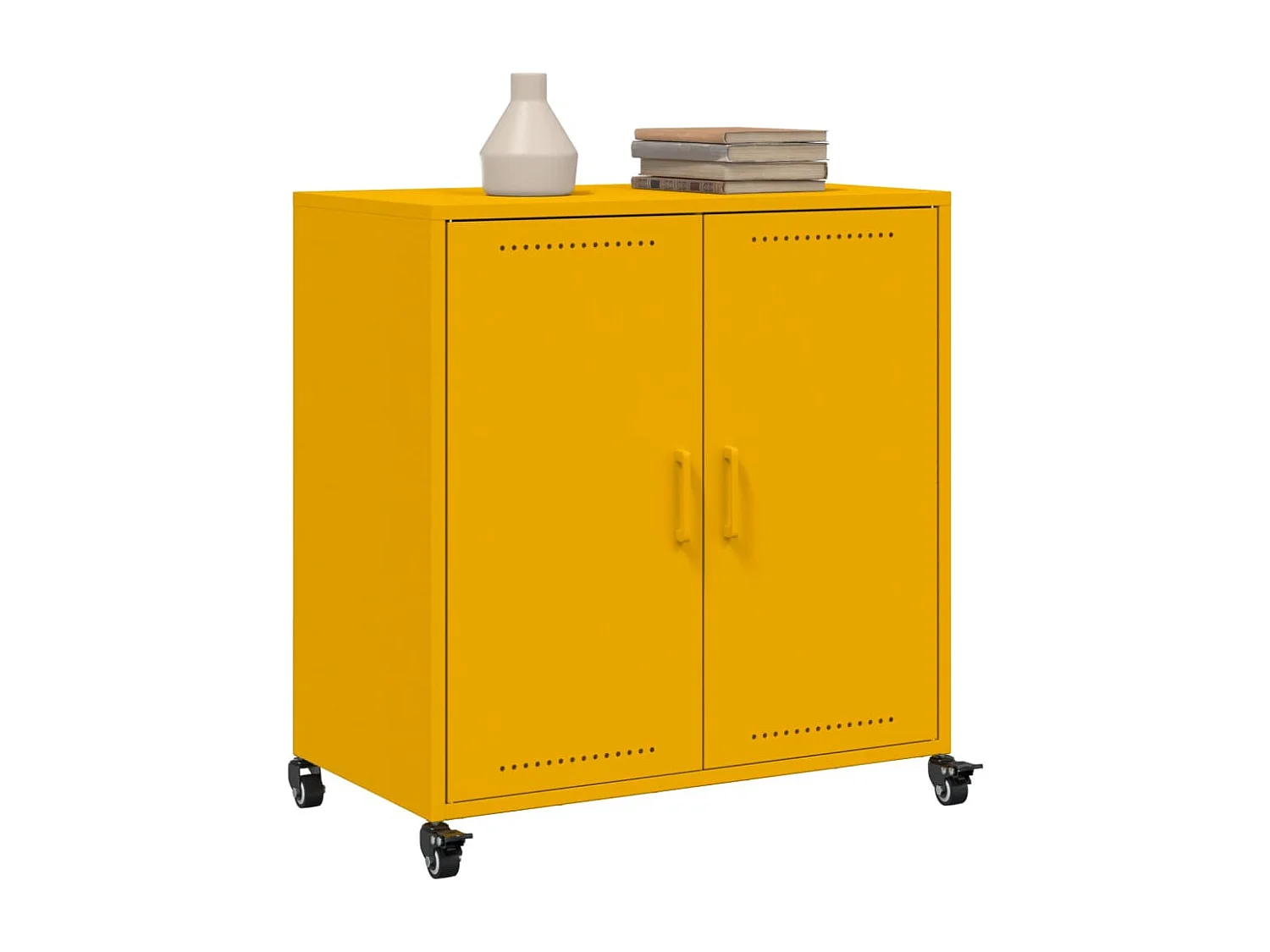 Dressoir 68x39x72 cm staal mosterdgeel
