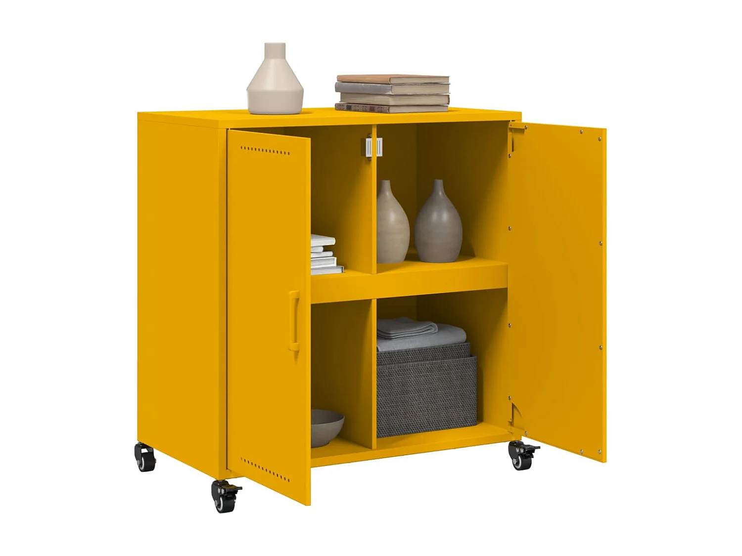 Dressoir 68x39x72 cm staal mosterdgeel
