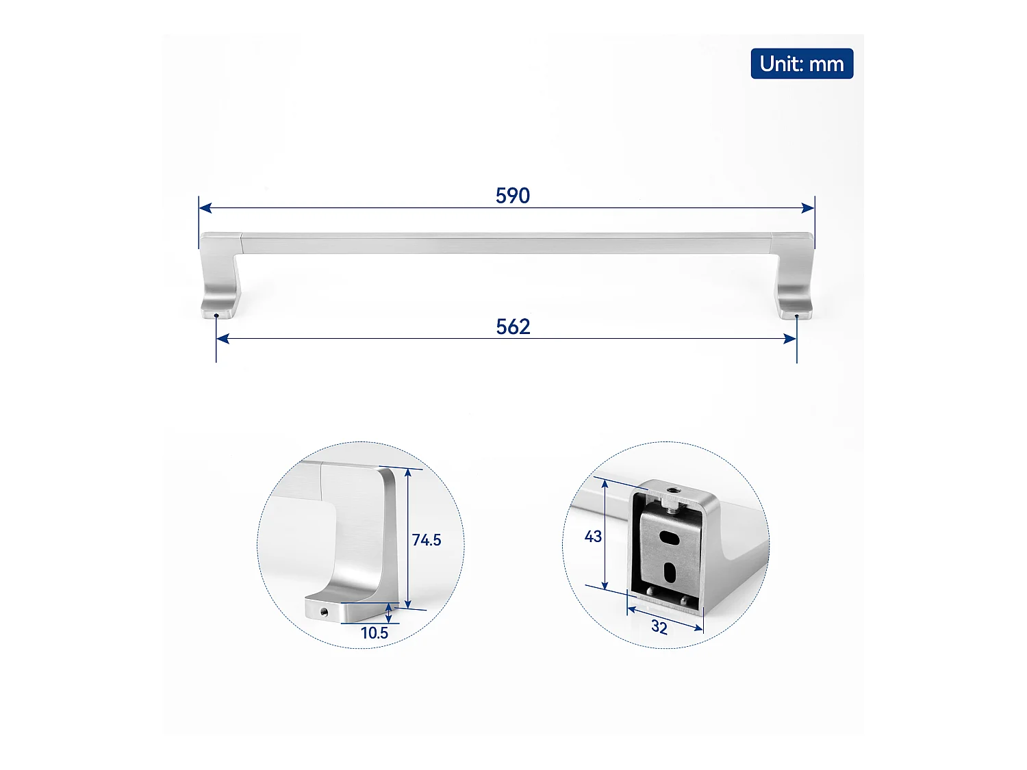 Cecipa max Porte-serviettes Multifonctionnel 59CM Peut accrocher 2 Serviettes,  Porte-serviettes en Acier Inoxydable 304, Brossé