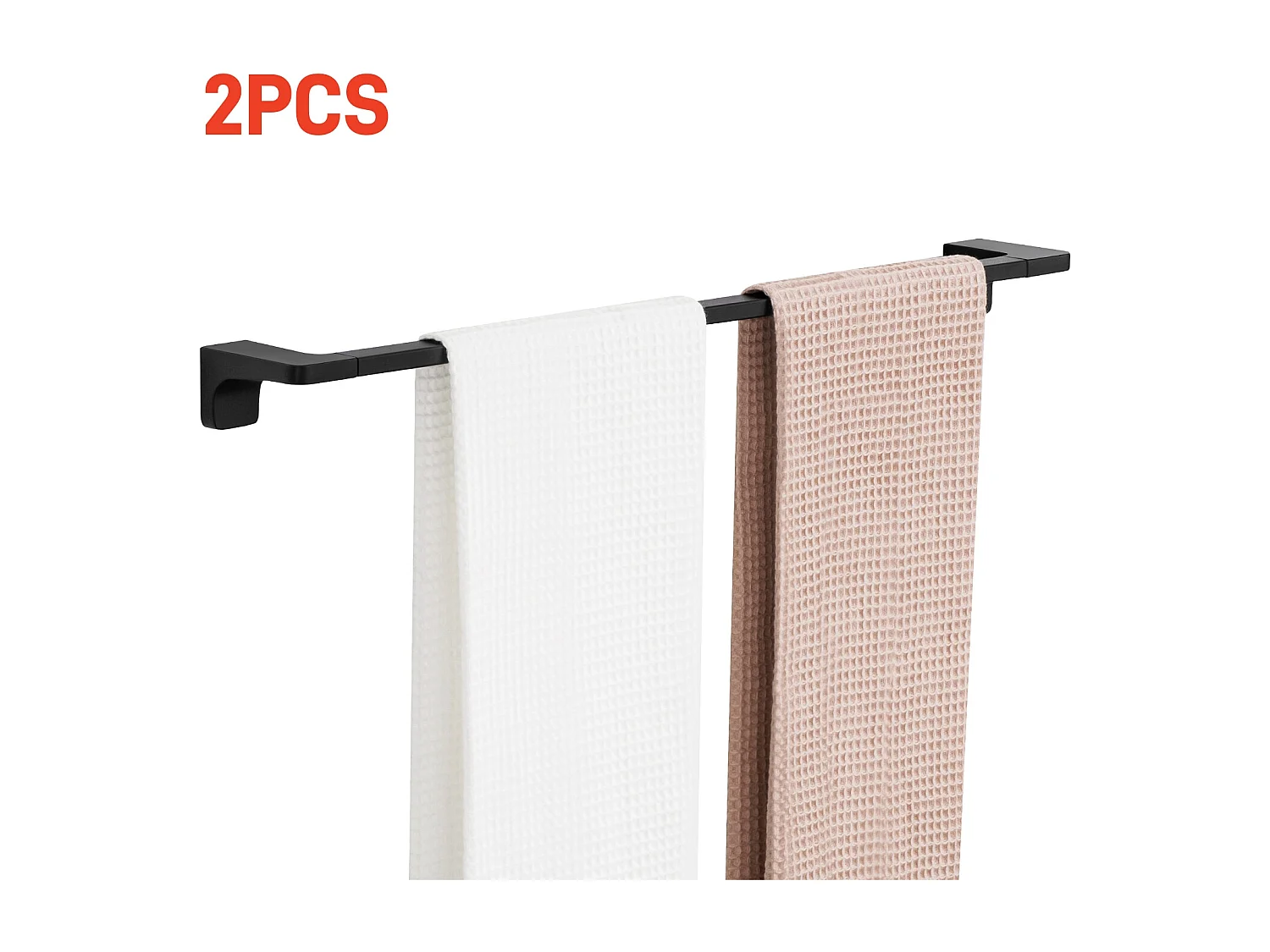 Juego de 2 toalleros de baño de acero inoxidable negro - Toallero de 59 cm que puede colgar 2 toallas - Toallero multifuncional
