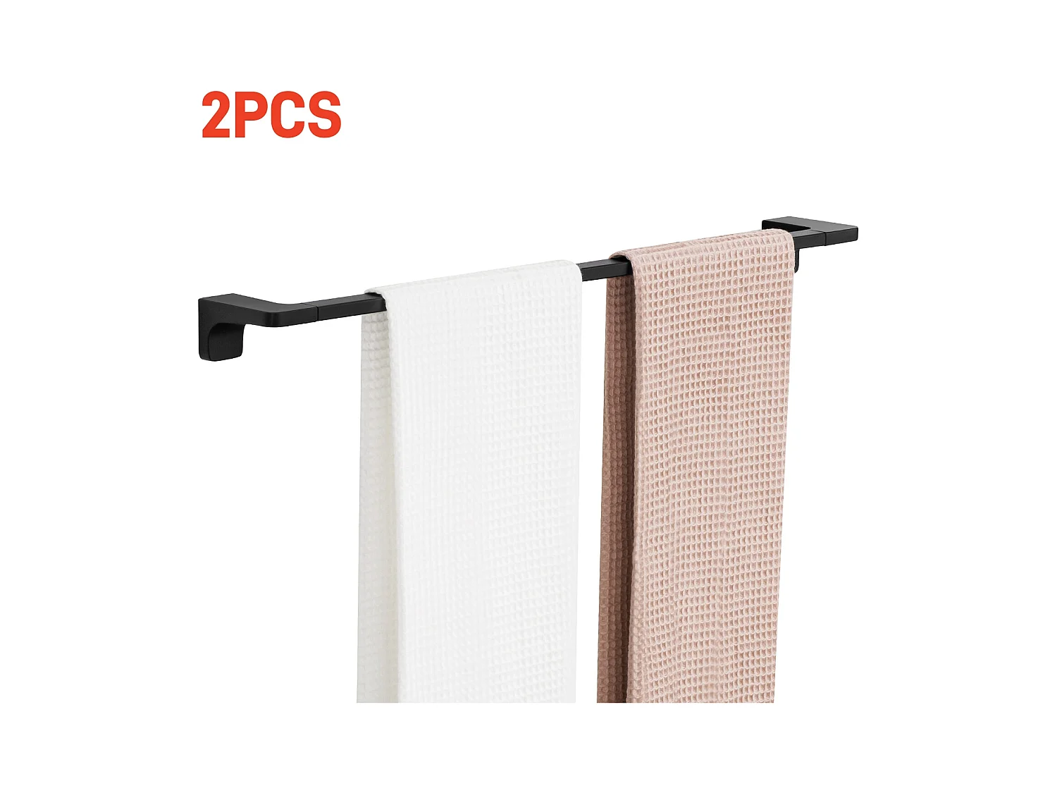 Lot de 2 Noir Porte-serviettes de Salle de Bain en Inox - 59CM Porte-serviettes Peut accrocher 2 Serviettes  - Porte-serviettes Multifonctionnel