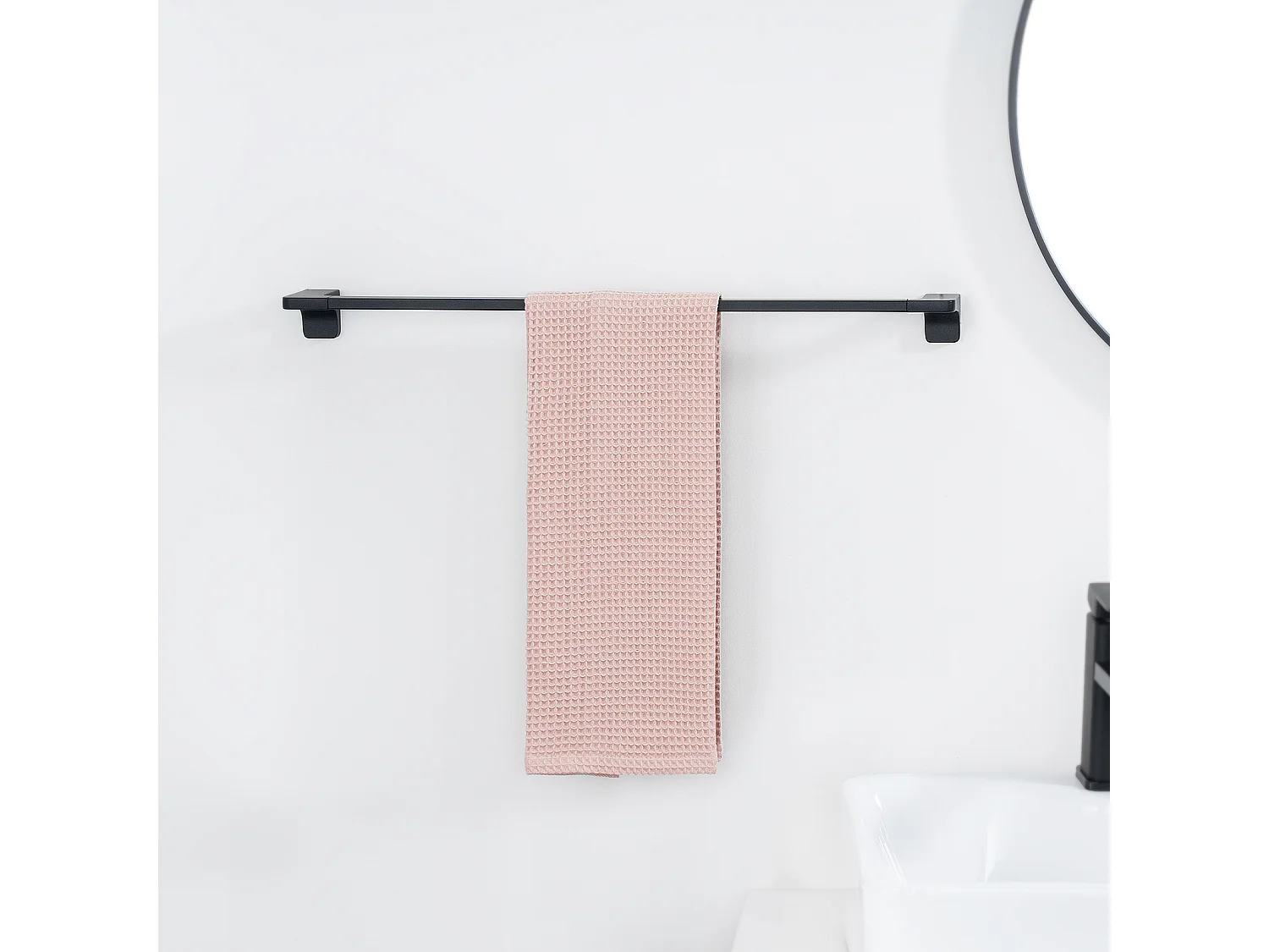 Lot de 2 Noir Porte-serviettes de Salle de Bain en Inox - 59CM Porte-serviettes Peut accrocher 2 Serviettes  - Porte-serviettes Multifonctionnel