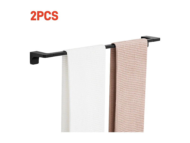 Lot de 2 Noir Porte-serviettes de Salle de Bain en Inox - 59CM Porte-serviettes Peut accrocher 2 Serviettes  - Porte-serviettes Multifonctionnel