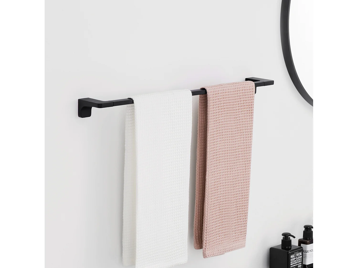 Cecipa max Toallero multifuncional 59CM Puede colgar 2 toallas, Toallero de acero inoxidable 304, Negro