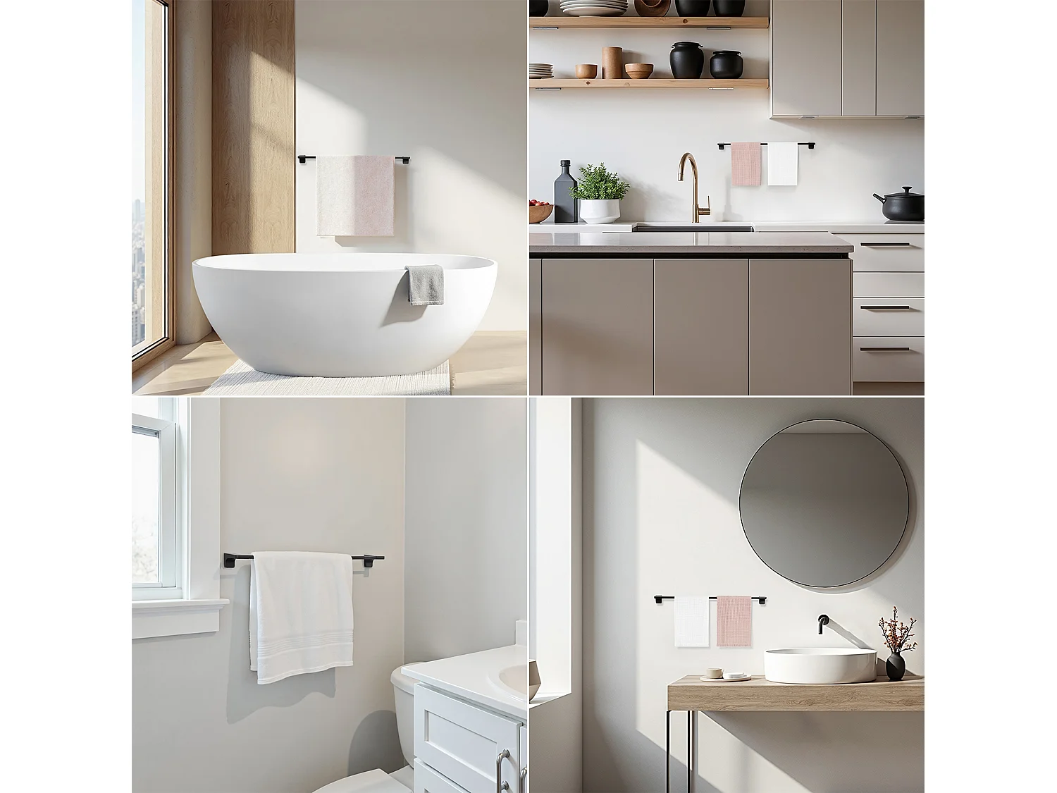 Cecipa max Porte-serviettes Multifonctionnel 59CM Peut accrocher 2 Serviettes,  Porte-serviettes en Acier Inoxydable 304, Noir