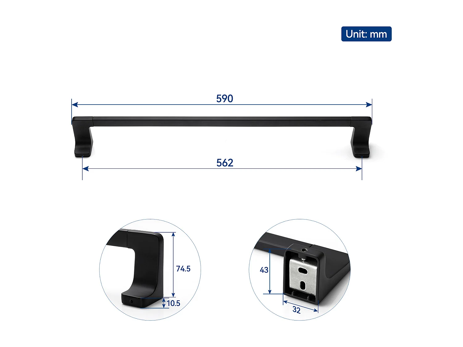 Cecipa max Porte-serviettes Multifonctionnel 59CM Peut accrocher 2 Serviettes,  Porte-serviettes en Acier Inoxydable 304, Noir