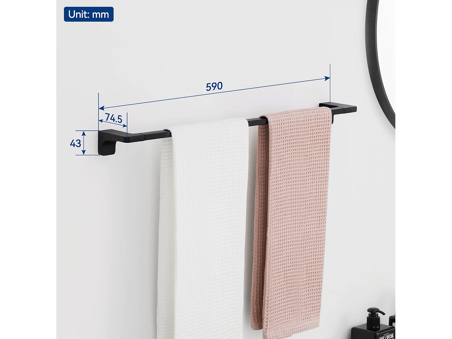 Cecipa max Porte-serviettes Multifonctionnel 59CM Peut accrocher 2 Serviettes,  Porte-serviettes en Acier Inoxydable 304, Noir