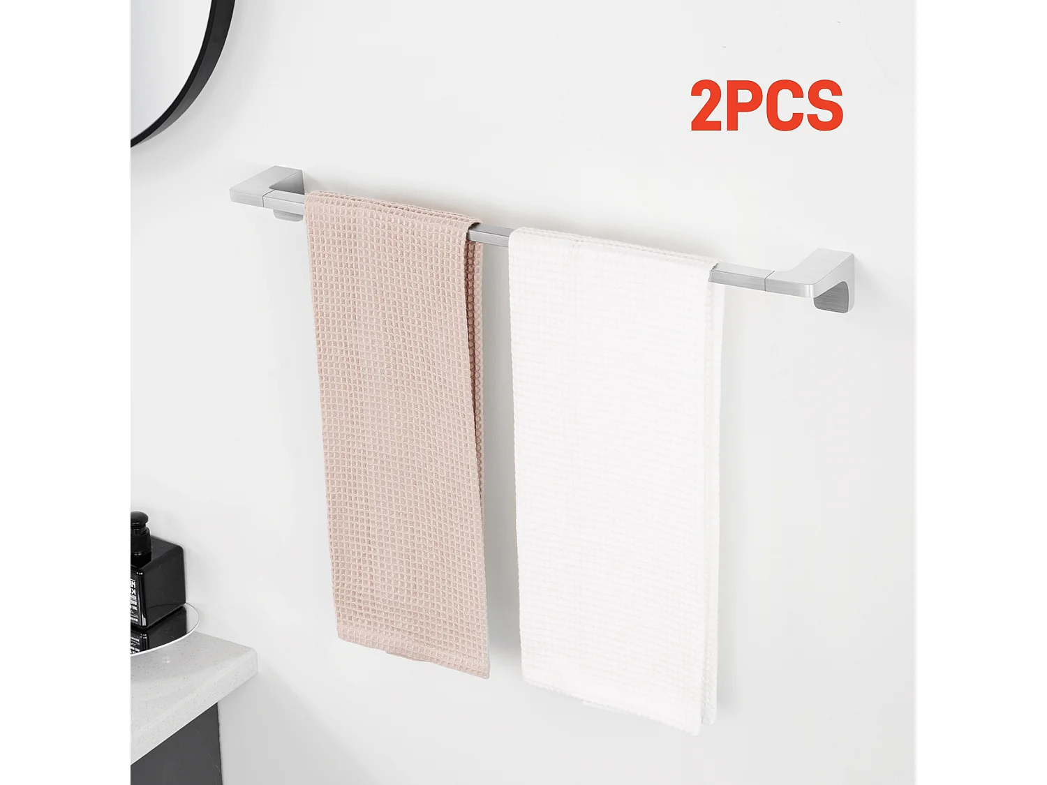 2PCS Cecipa max multifunctioneel handdoekenrek 59CM kan 2 handdoeken ophangen, 304 roestvrijstalen handdoekenrek, geborsteld