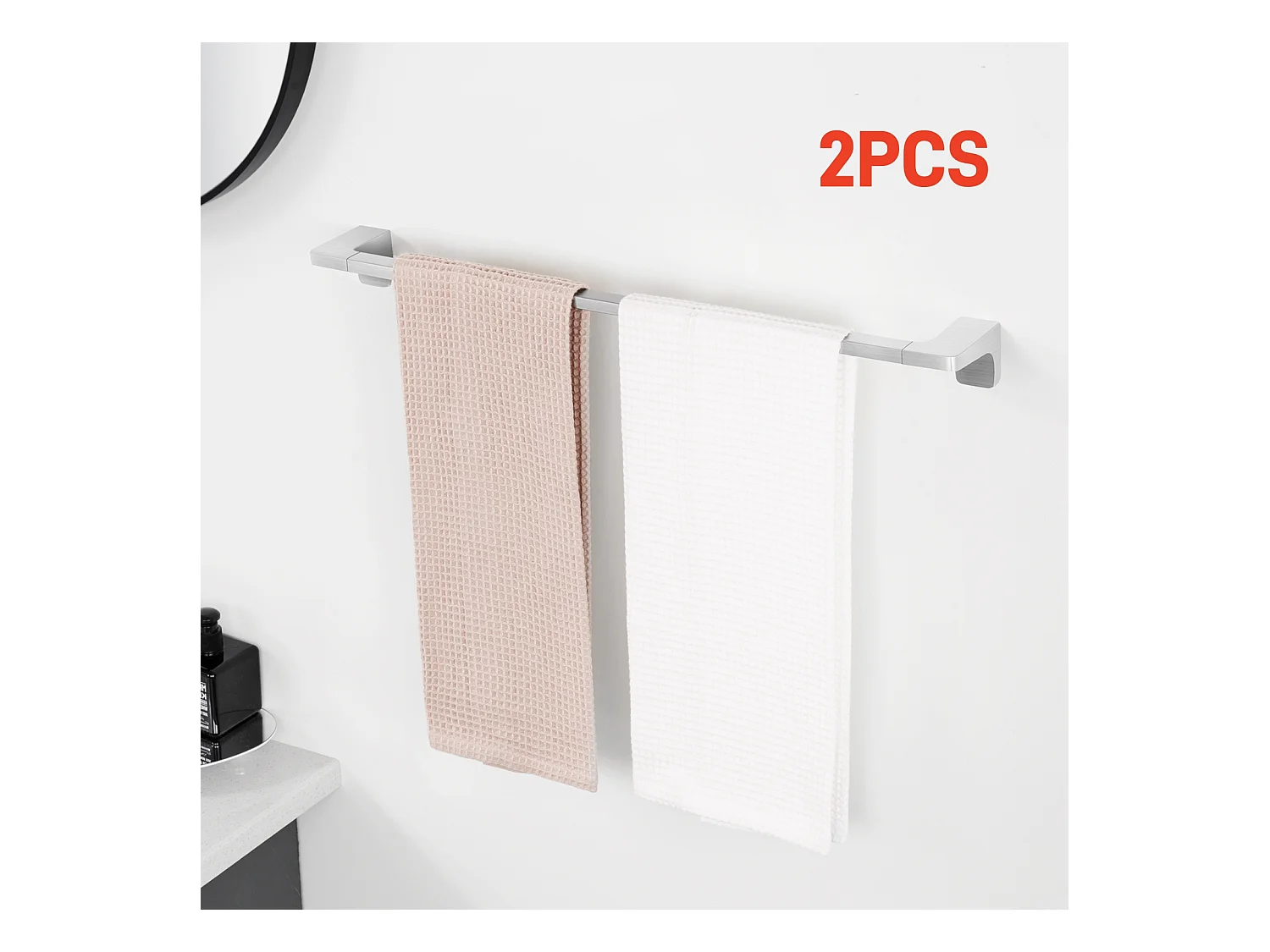 2PCS Cecipa max multifunctioneel handdoekenrek 59CM kan 2 handdoeken ophangen, 304 roestvrijstalen handdoekenrek, geborsteld