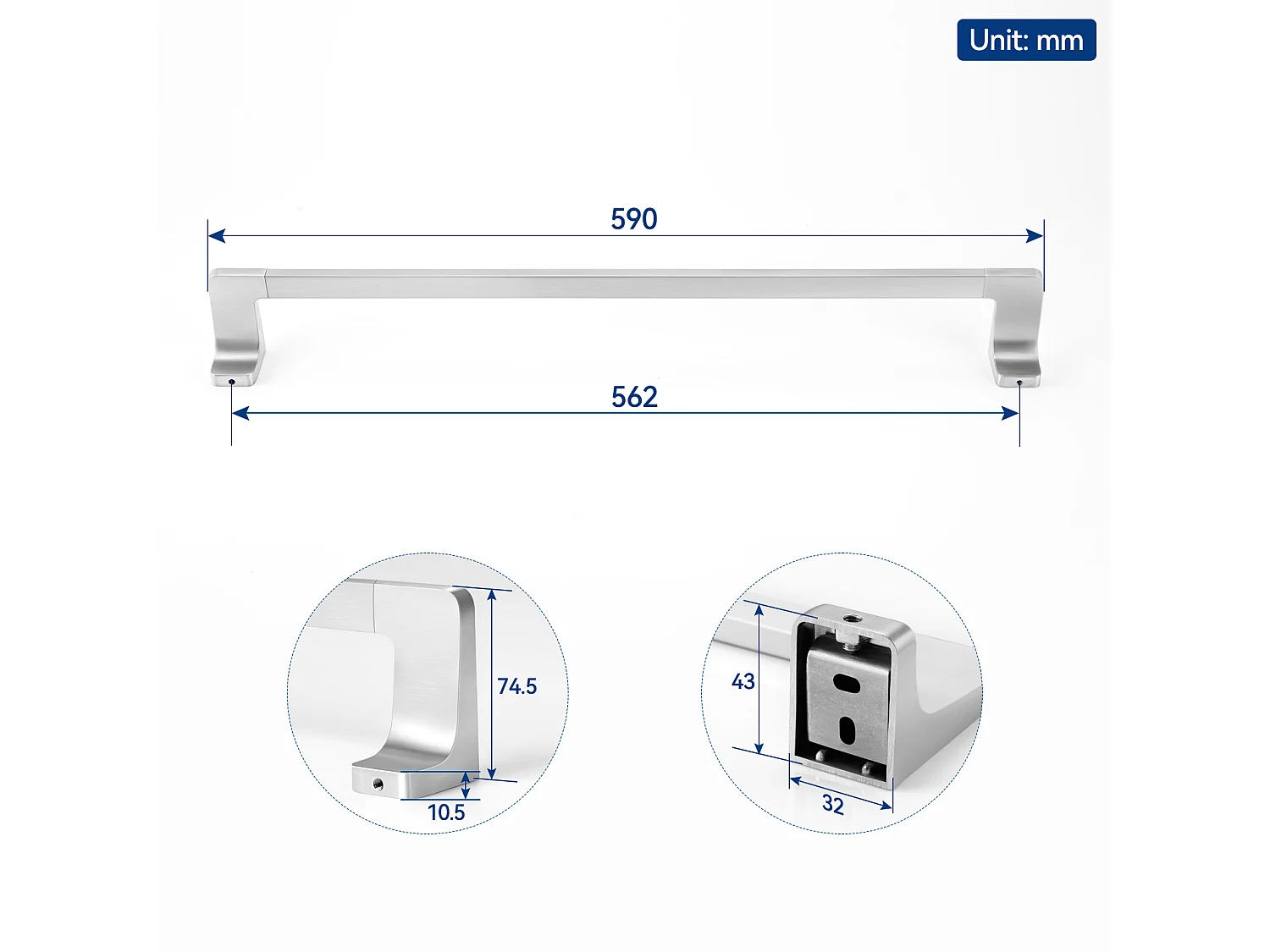2PCS Cecipa max Porte-serviettes Multifonctionnel 59CM Peut accrocher 2 Serviettes,  Porte-serviettes en Acier Inoxydable 304, Brossé