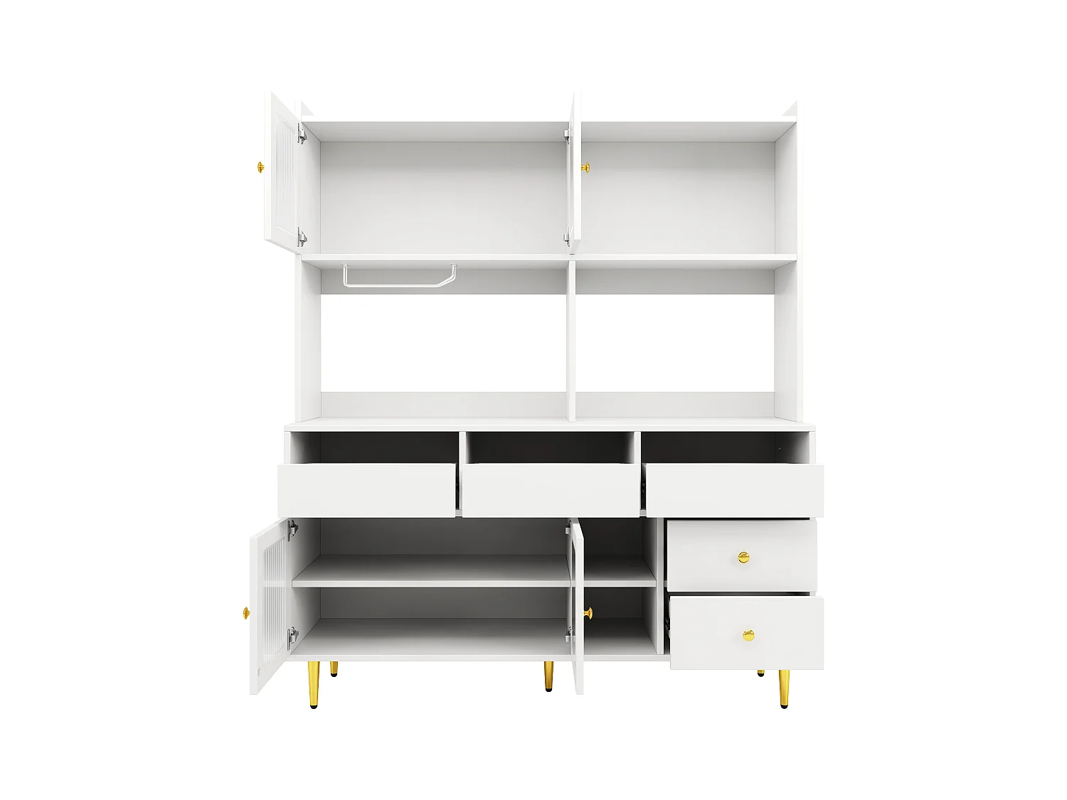 Buffet haut moderne - en MDF - rangement à plusieurs niveaux - Blanc