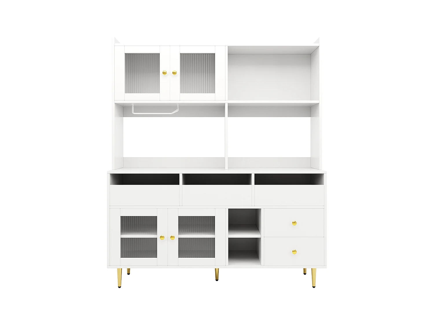 Buffet haut moderne - en MDF - rangement à plusieurs niveaux - Blanc