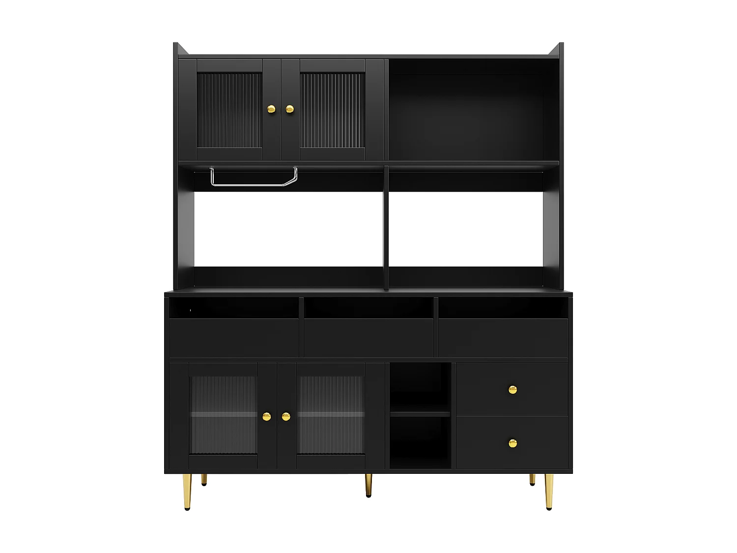Buffet haut moderne - en MDF - rangement à plusieurs niveaux - Noir