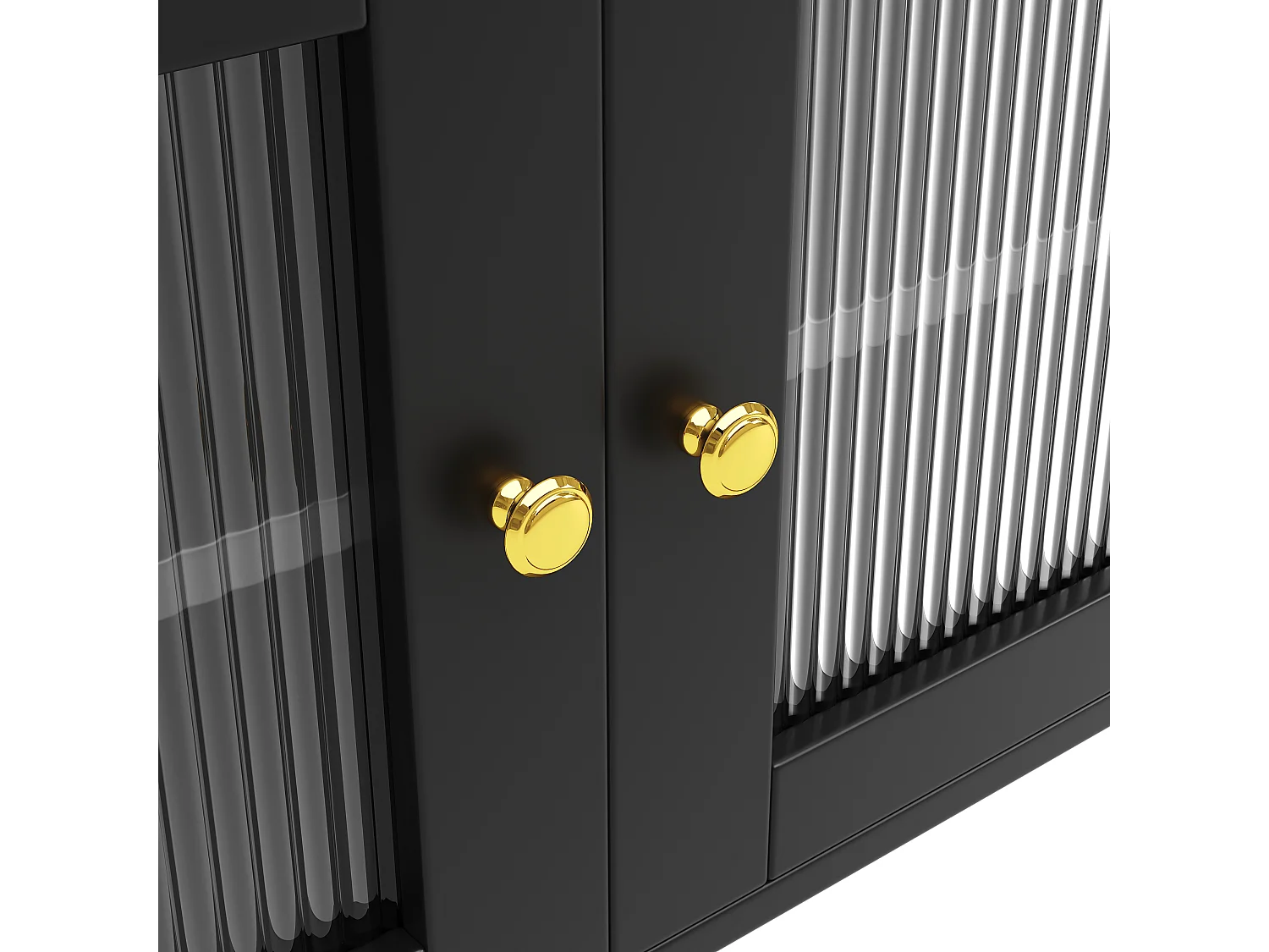 Buffet haut moderne - en MDF - rangement à plusieurs niveaux - Noir